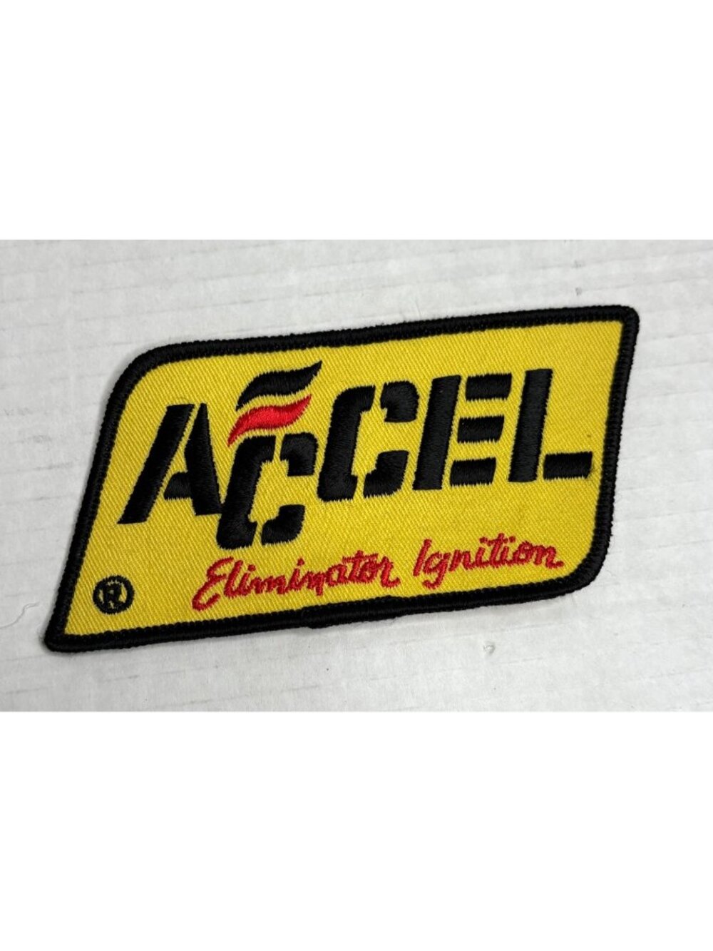 Accel Elimination Ignition Embroidered Patch 4" X 2" Rectangular Vintage Sew On